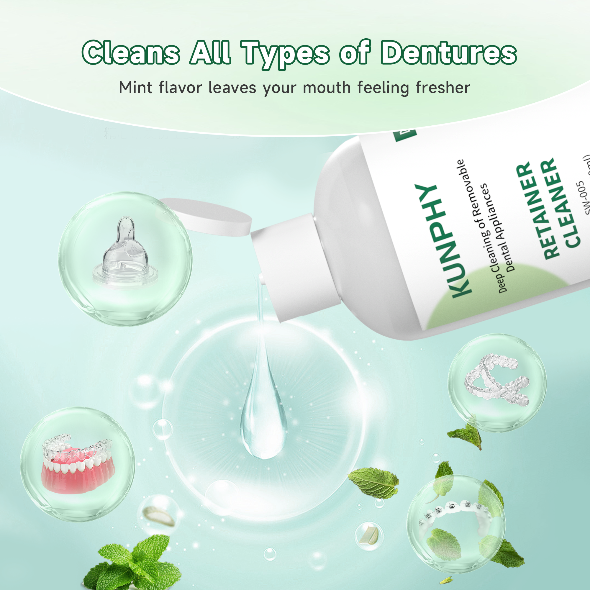 Mint Dental Appliance Cleaner | Ultrasonic Cleaning Solution for Retainers & Aligners