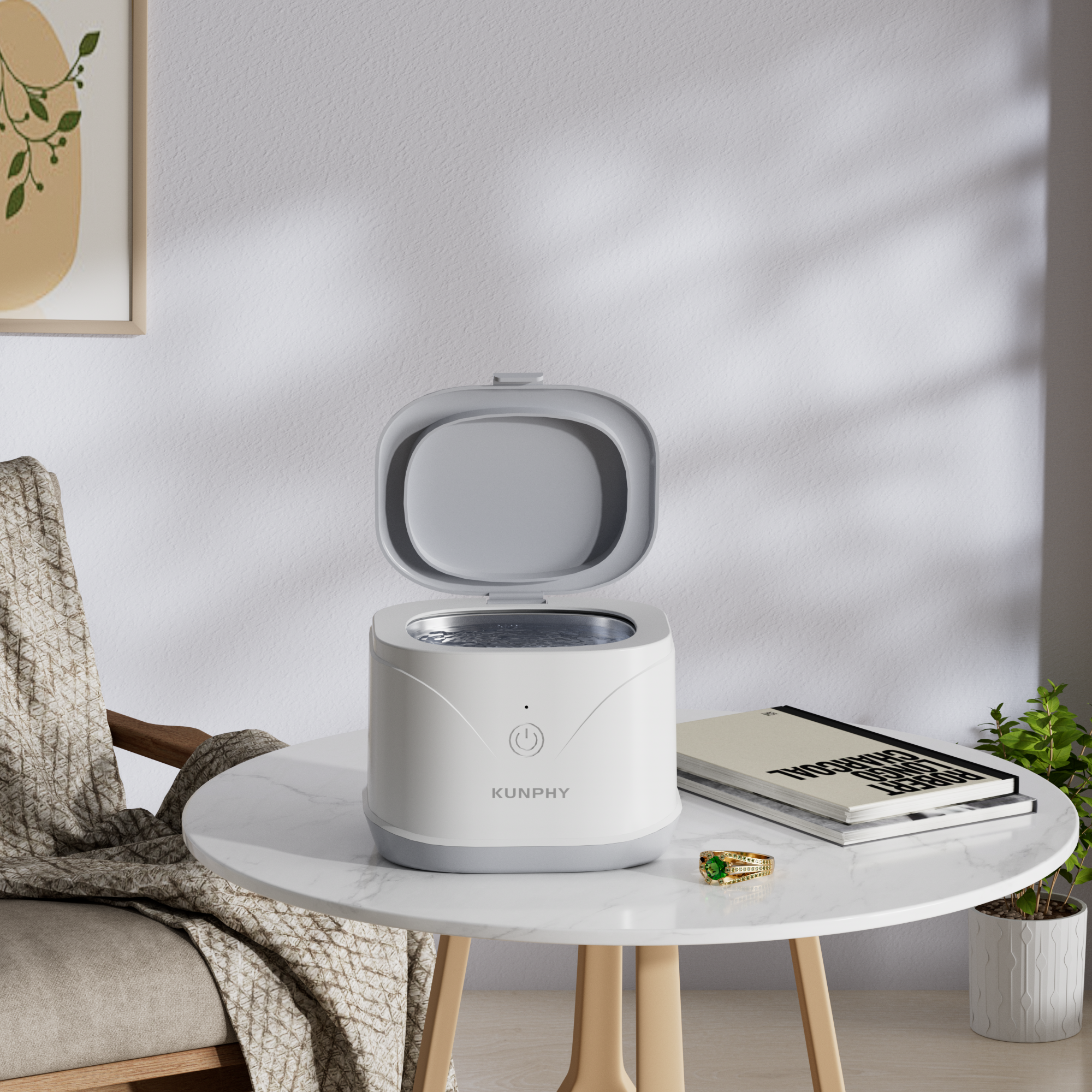 KUNPHY Ultrasonic Retainer Cleaner | 46KHz Dental Cleaner for Aligners, Mouth Guards & Dentures