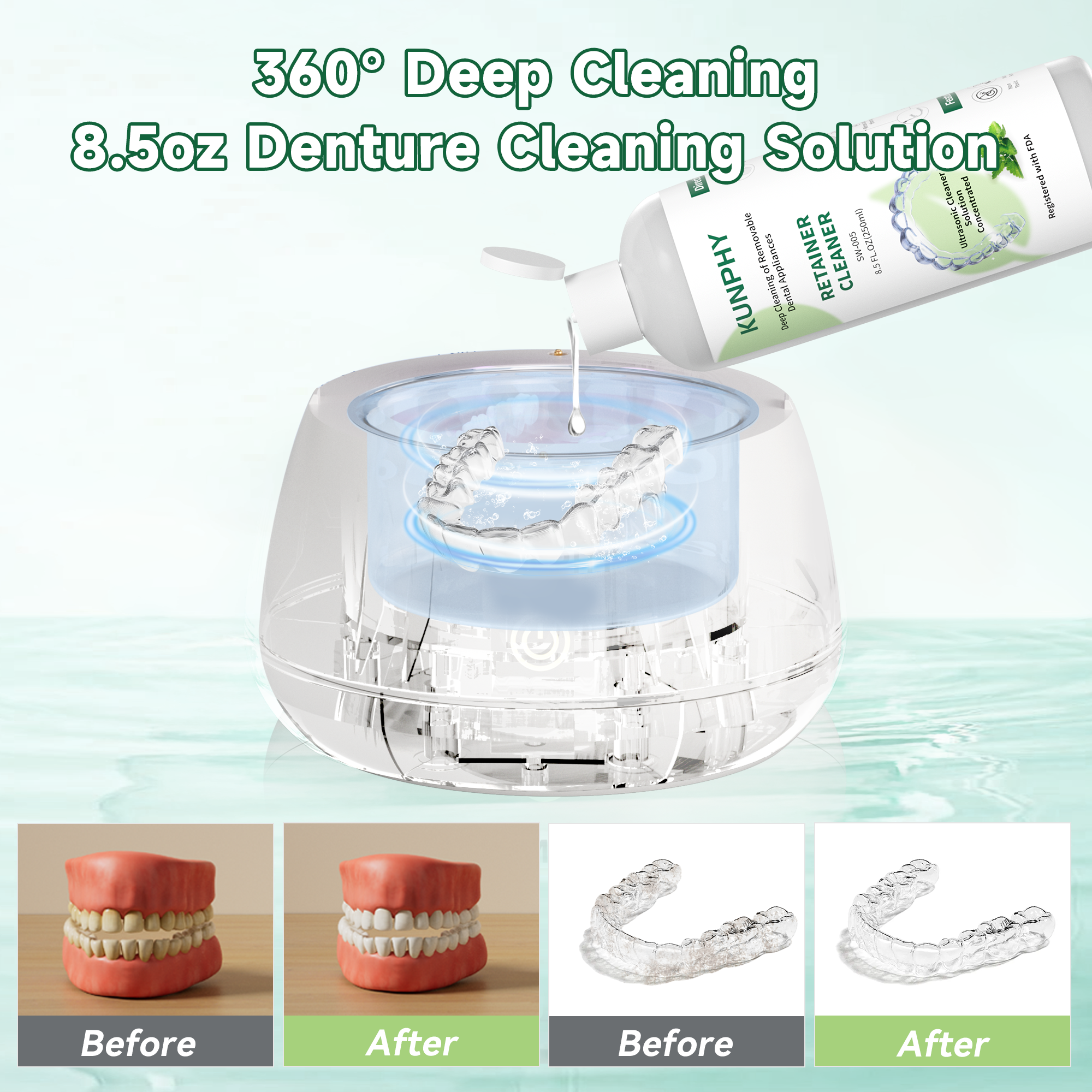 Mint Dental Appliance Cleaner | Ultrasonic Cleaning Solution for Retainers & Aligners