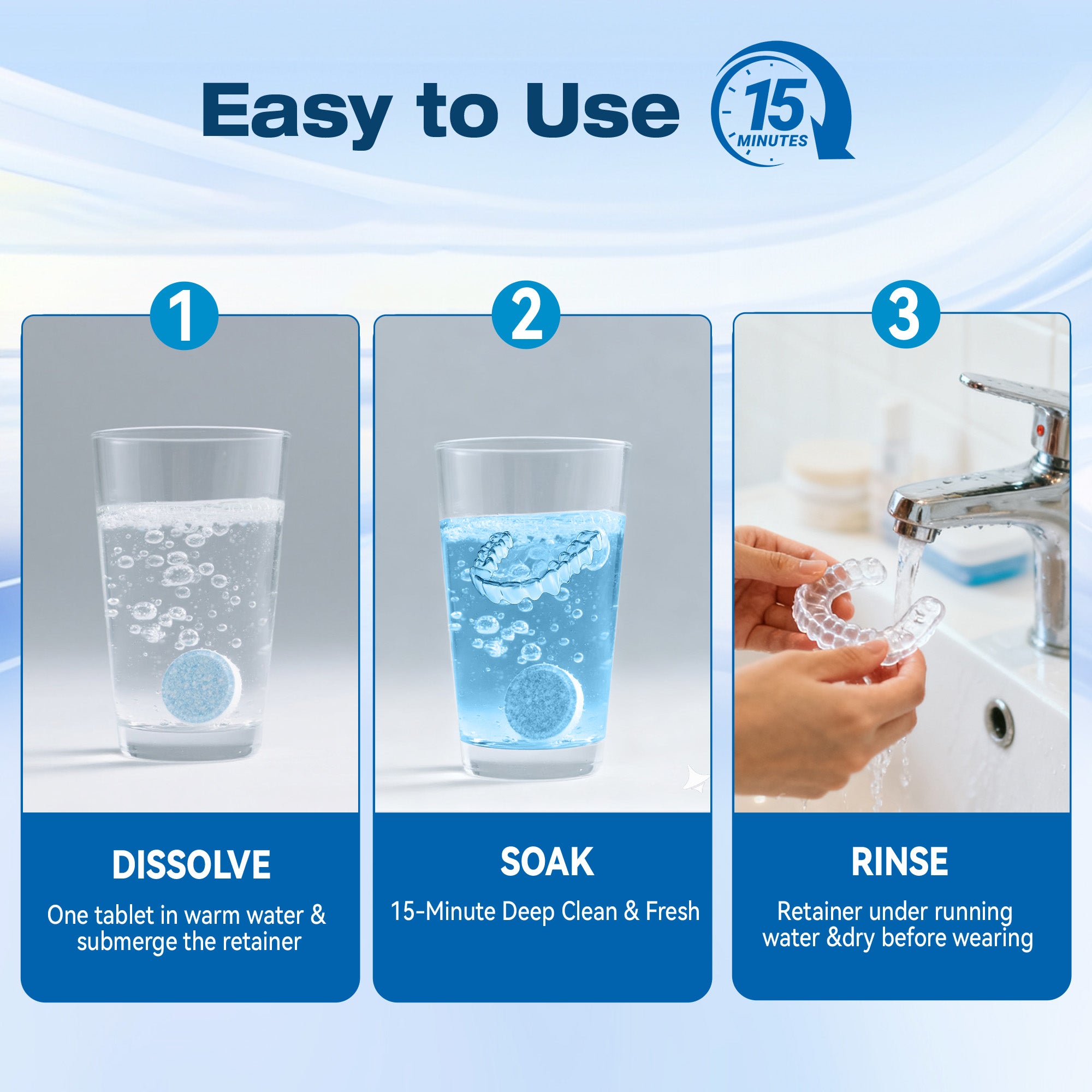 Denture Cleaning Tablets, Retainer Cleaner Tablets for Ultrasonic Machines, Aligners & Mouthguards – KUNPHY®