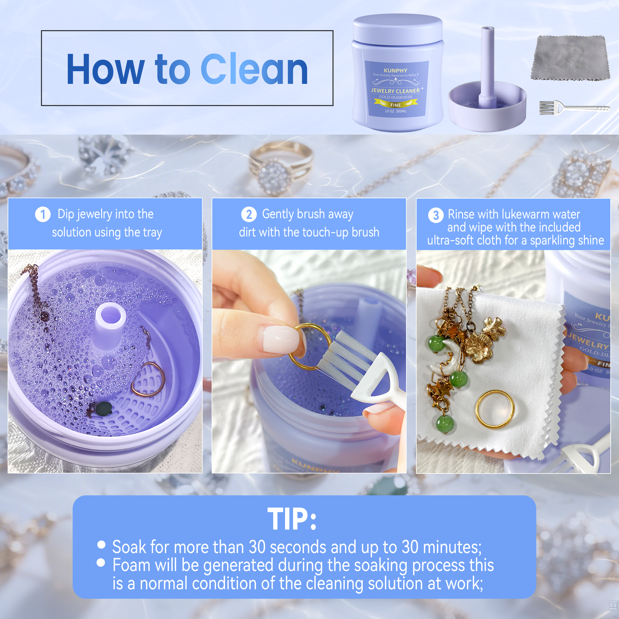 Gold Jewelry Cleaner | Shine Restorer for Gold, Diamonds & Fine Jewelry