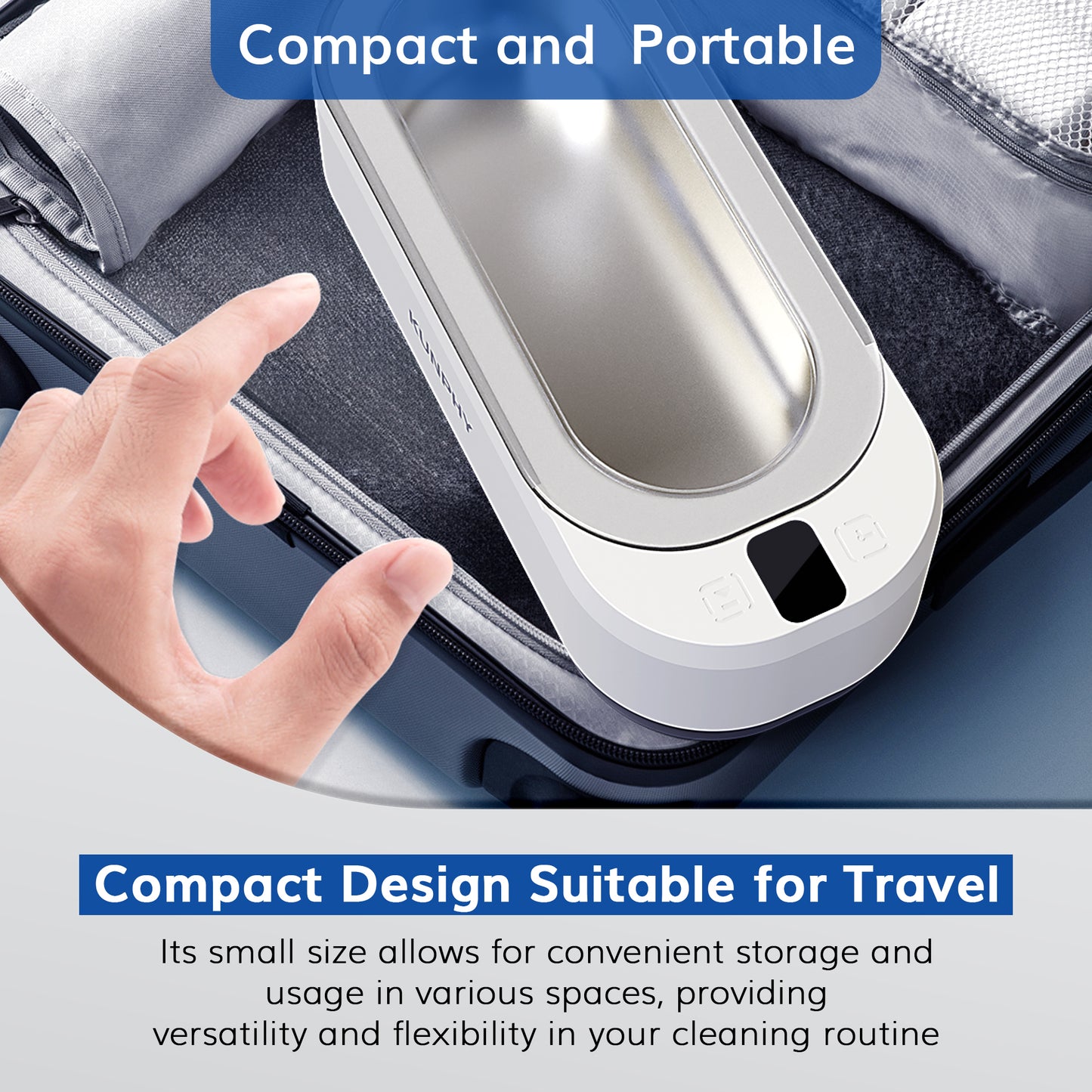 KUNPHY Ultrasonic Jewellery Cleaner, 350ML 48KHz Ultrasonic Cleaner Machine with 3 Digital Timer, One-Touch Operation Sonic Cleaner for Glasses, Jewellery, Ring, Silver