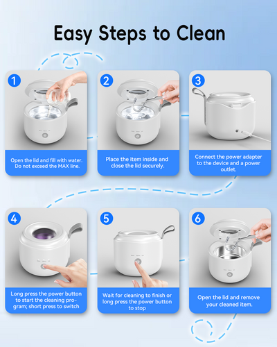 Ultrasonic Retainer Cleaner Machine, JeaTone 48kHz Portable Rechargeable Dental Cleaning Pod with 3 Modes, 200ML Ultrasonic Dental Cleaner for Aligner, Nightguards, Braces, Mouthguards, Jewelry Use