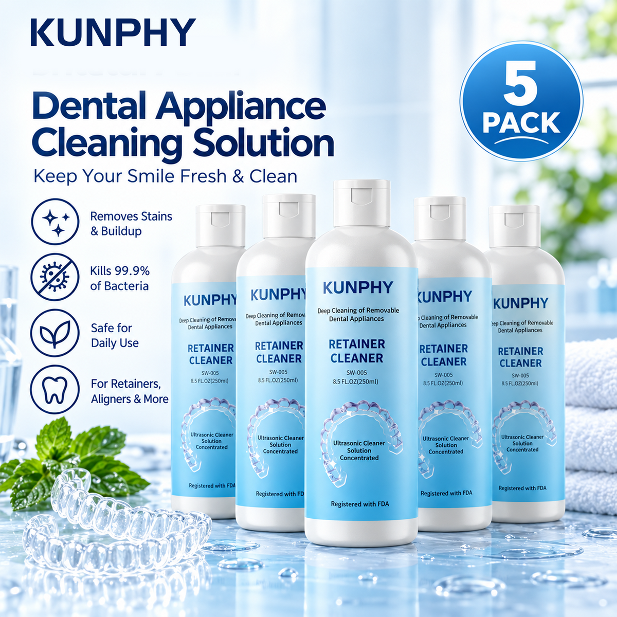 5-Pack 250mL Cleaning Solution Set – Dental, Jewelry & Eyewear