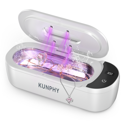 KUNPHY Jewelry Cleaner, 48KHz U-V Ultrasonic Cleaner Machine with Digital Display, Dual Cleaning Modes, 304 Stainless Steel Tank for Jewelry, Eyeglasses, Rings, Retainers, Dentures