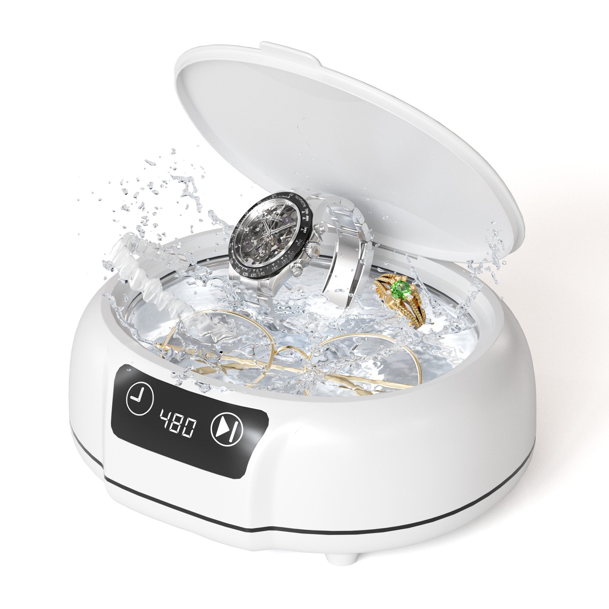 KUNPHY Ultrasonic Jewelry Cleaner, 700ml(24.5 0z) 48KHz Jewelry Cleaner Machine with 3 Digital Timers, Ultrasonic Cleaning Machine for Glasses, Rings, Diamond, Necklaces