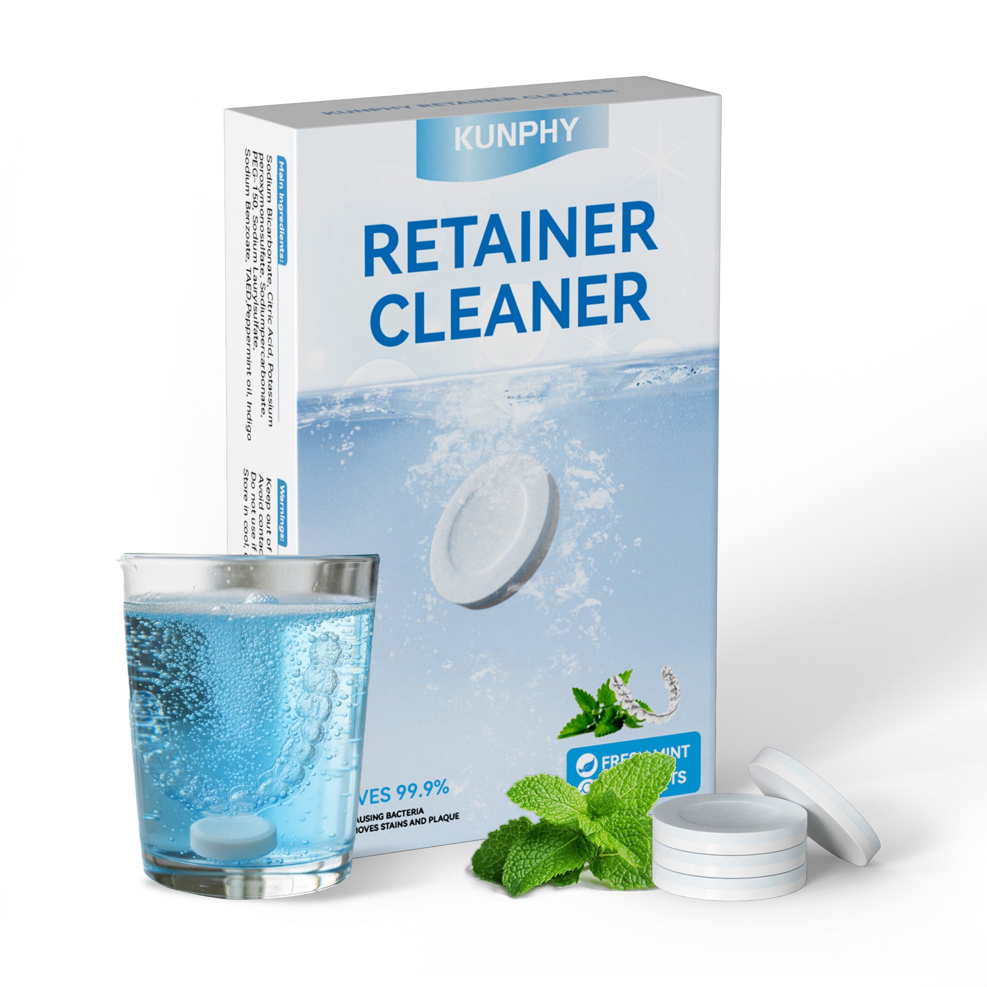 Denture Cleaning Tablets, Retainer Cleaner Tablets for Ultrasonic Machines, Aligners & Mouthguards – KUNPHY®