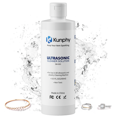 kunphy Jewelry Cleaner, Ultrasonic Cleaner Solution - Jewelry Cleaner for Gold, Silver, Platinum Diamonds and Non-Porous Precious & Semi-Precious Jewelry 4 oz(120ml)