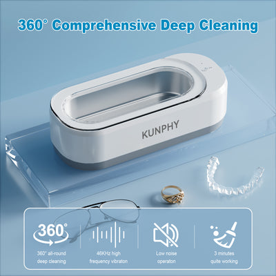 KUNPHY Ultrasonic Jewelry Cleaner, Ultrasonic Machine for All Jewelry, Small Sonic Cleaner for Rings, Glasses, Jewelry, Retainer