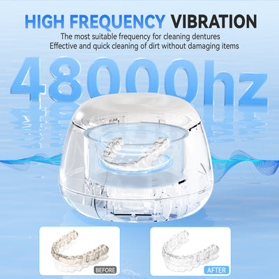 KUNPHY Ultrasonic Retainer Cleaner – IPX7 Waterproof Dental Cleaning Pod