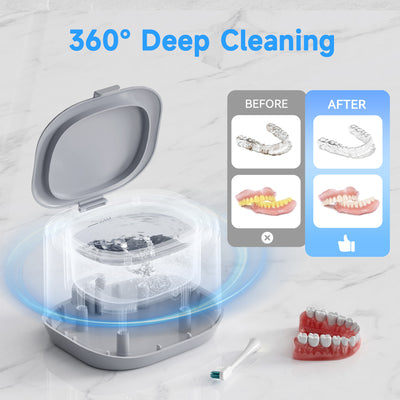 KUNPHY Ultrasonic Retainer Cleaner | 46KHz Dental Cleaner for Aligners, Mouth Guards & Dentures