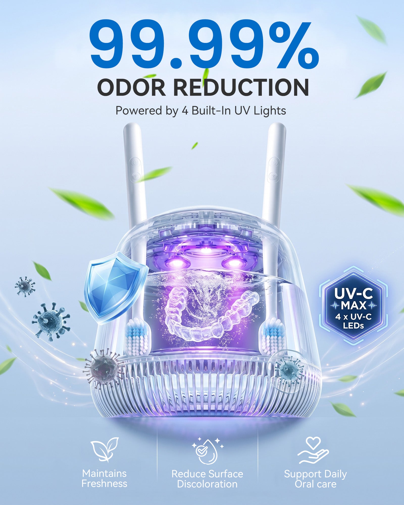 KUNPHY 48kHz Ultrasonic Dental Cleaner | For Retainers, Aligners & Electric Toothbrush Heads