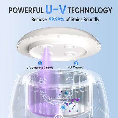KUNPHY Ultrasonic Retainer Cleaner – IPX7 Waterproof Dental Cleaning Pod