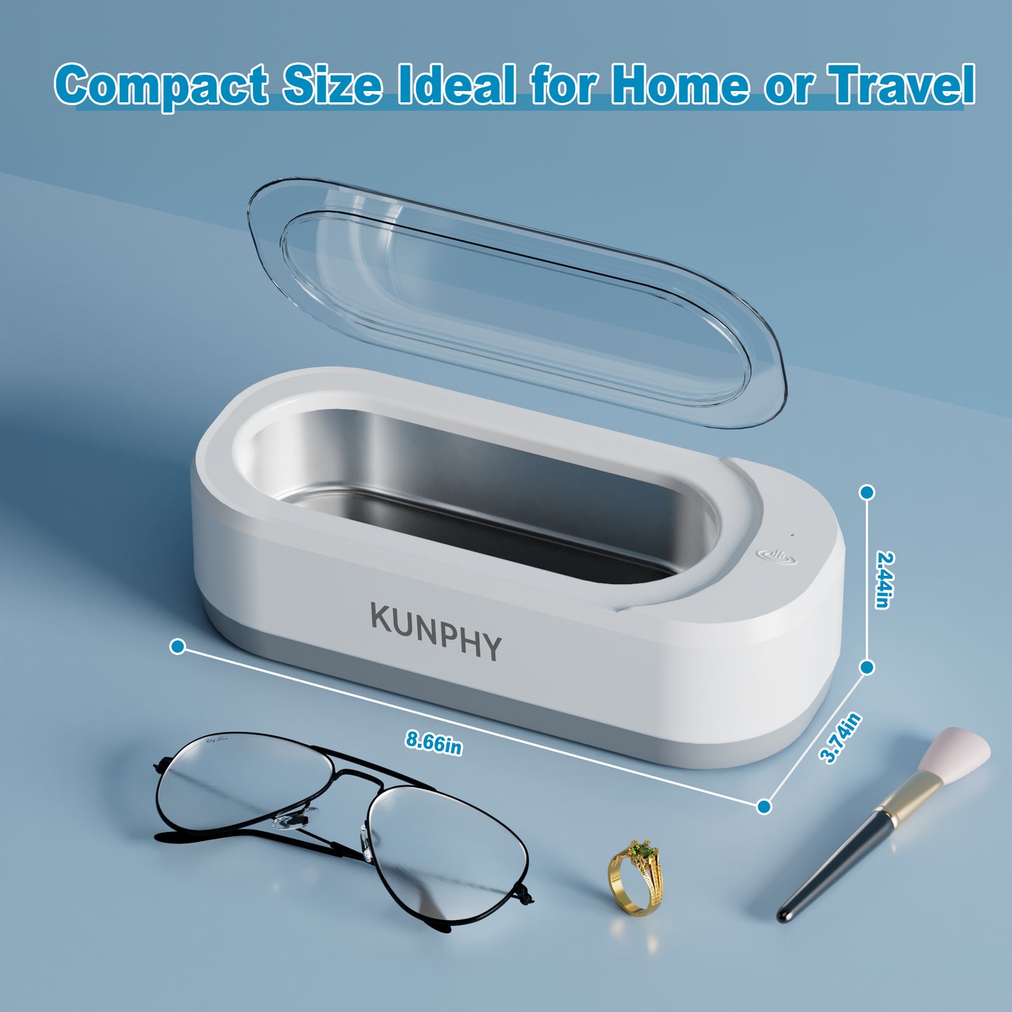 Ultrasonic Jewelry Cleaner, Jewelry Cleaner Machine 12oz 46KHz, Professional Sonic Cleaner with One-Touch Operation, Ultrasonic Cleaner for Rings, Glasses, Jewelry, Dentures