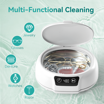 KUNPHY Ultrasonic Jewelry Cleaner, 700ml(24.5 0z) 48KHz Jewelry Cleaner Machine with 3 Digital Timers, Ultrasonic Cleaning Machine for Glasses, Rings, Diamond, Necklaces