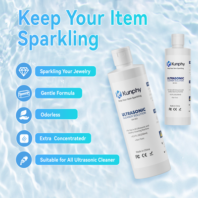 kunphy Jewelry Cleaner, Ultrasonic Cleaner Solution - Jewelry Cleaner for Gold, Silver, Platinum Diamonds and Non-Porous Precious & Semi-Precious Jewelry 4 oz(120ml)