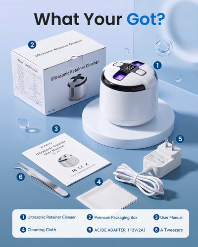 KUNPHY 48kHz Ultrasonic Dental Cleaner | For Retainers, Aligners & Electric Toothbrush Heads