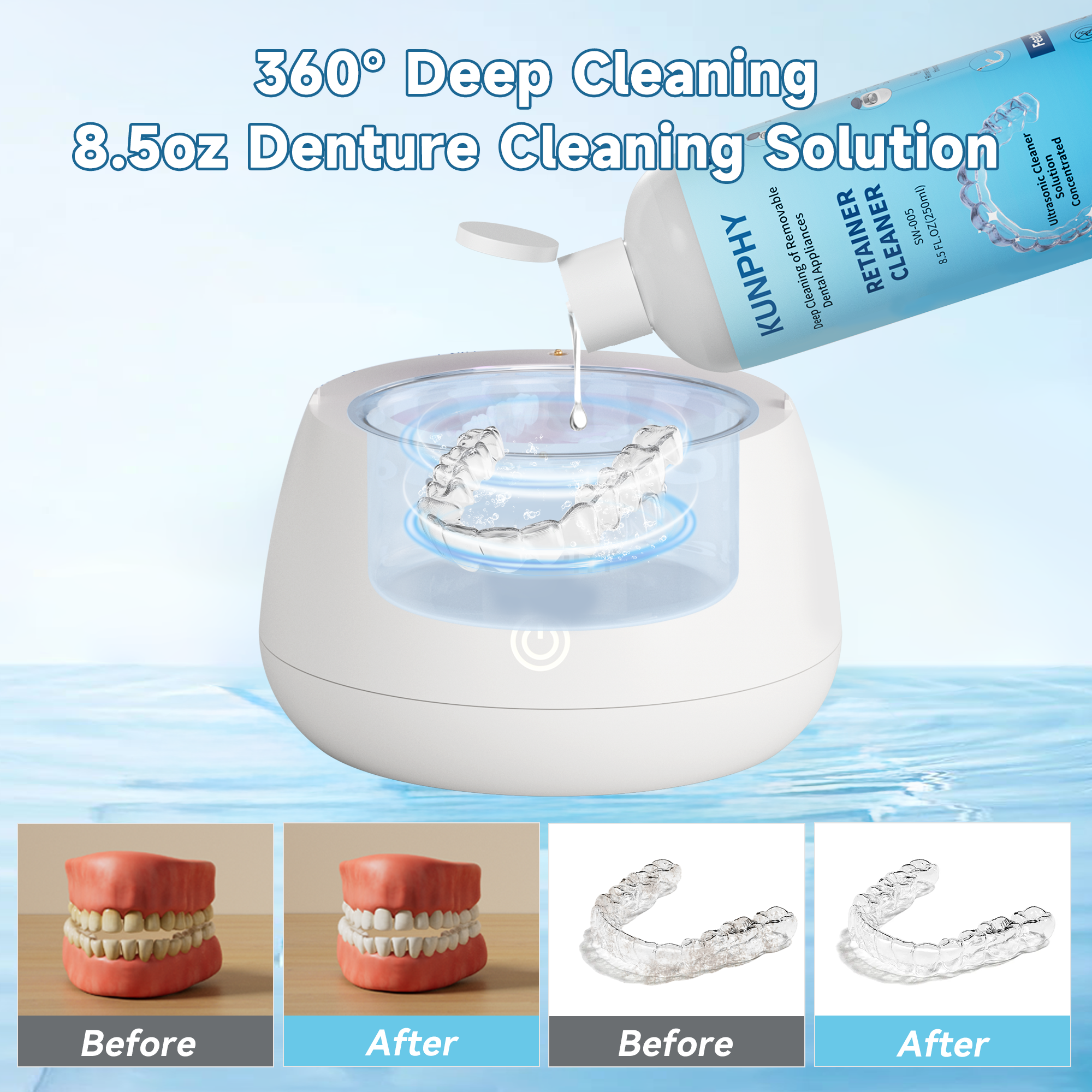 Dental Appliance Cleaner | Ultrasonic Cleaning Solution for Retainers & Aligners