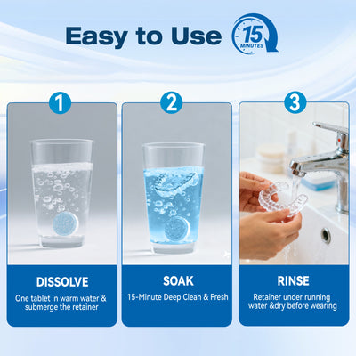 Denture Cleaning Tablets, Retainer Cleaner Tablets for Ultrasonic Machines, Aligners & Mouthguards – KUNPHY®
