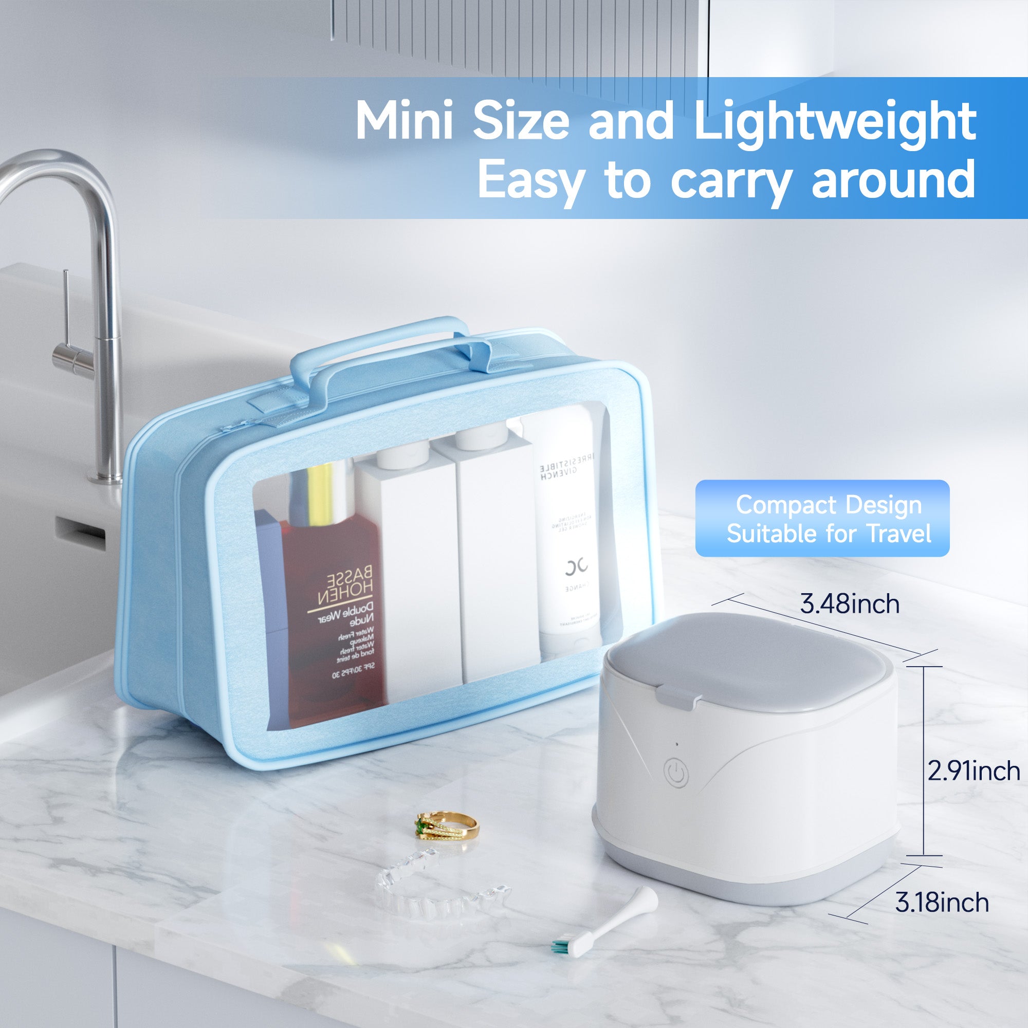 KUNPHY Ultrasonic Retainer Cleaner | 46KHz Dental Cleaner for Aligners, Mouth Guards & Dentures