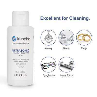 kunphy Jewelry Cleaner, Ultrasonic Cleaner Solution - Jewelry Cleaner for Gold, Silver, Platinum Diamonds and Non-Porous Precious & Semi-Precious Jewelry 4 oz(120ml)