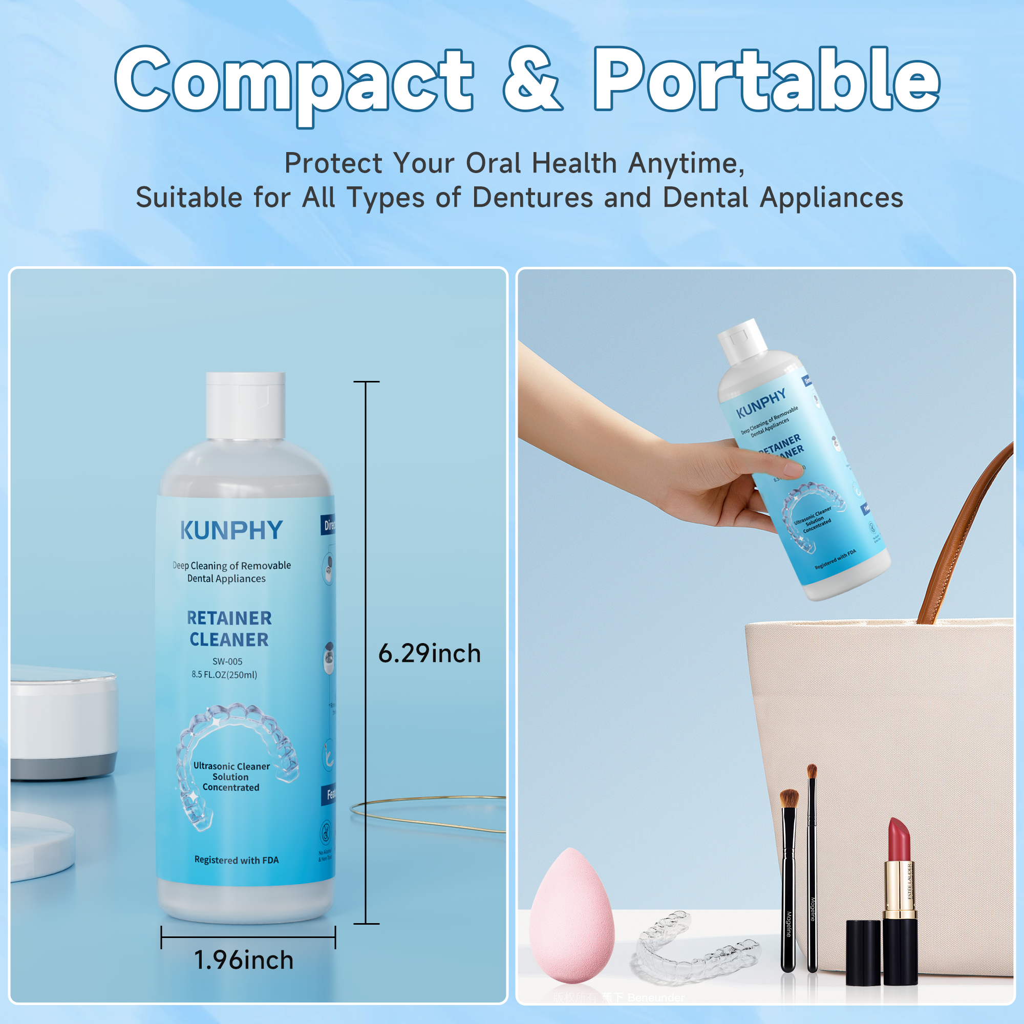 Dental Appliance Cleaner | Ultrasonic Cleaning Solution for Retainers & Aligners