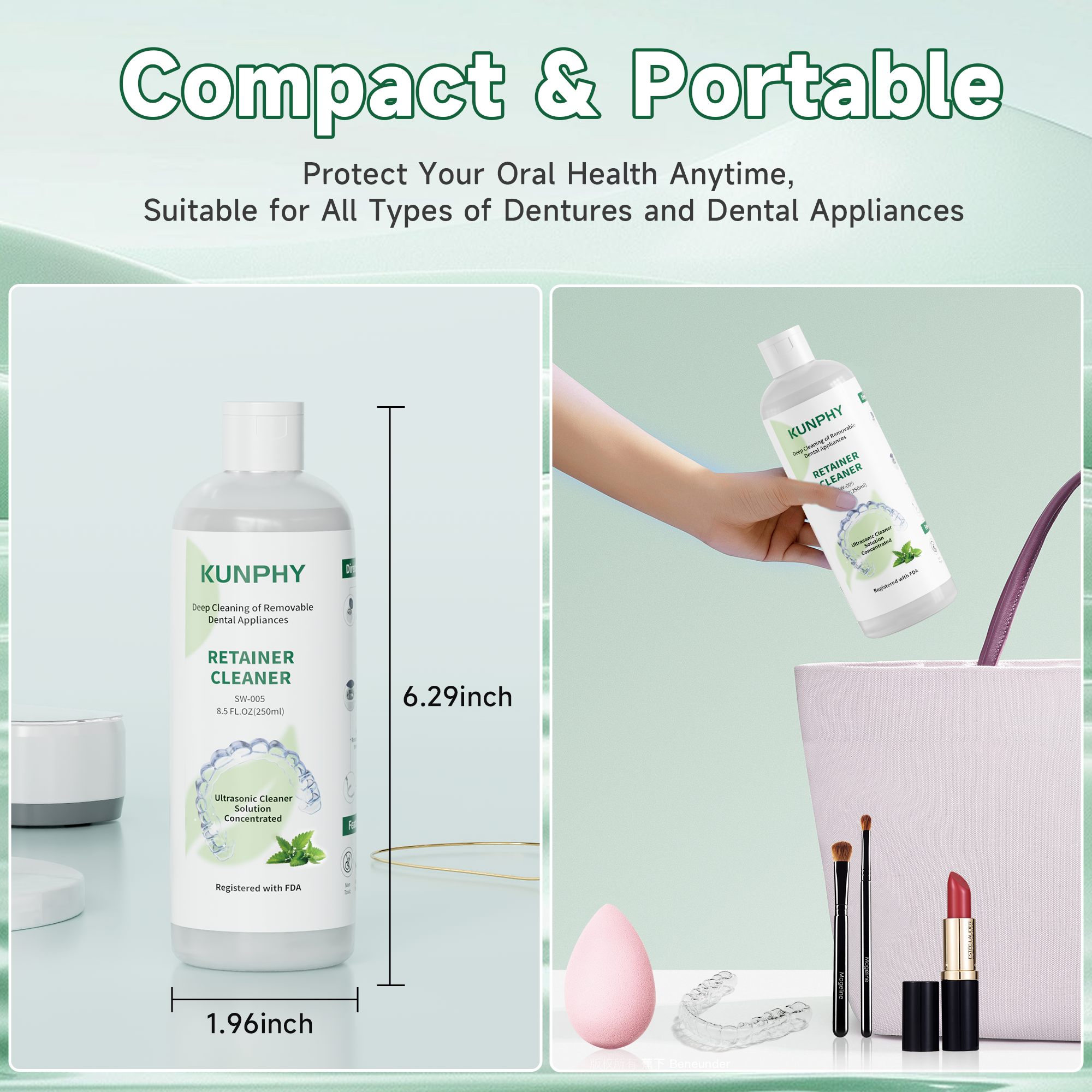 Mint Dental Appliance Cleaner | Ultrasonic Cleaning Solution for Retainers & Aligners