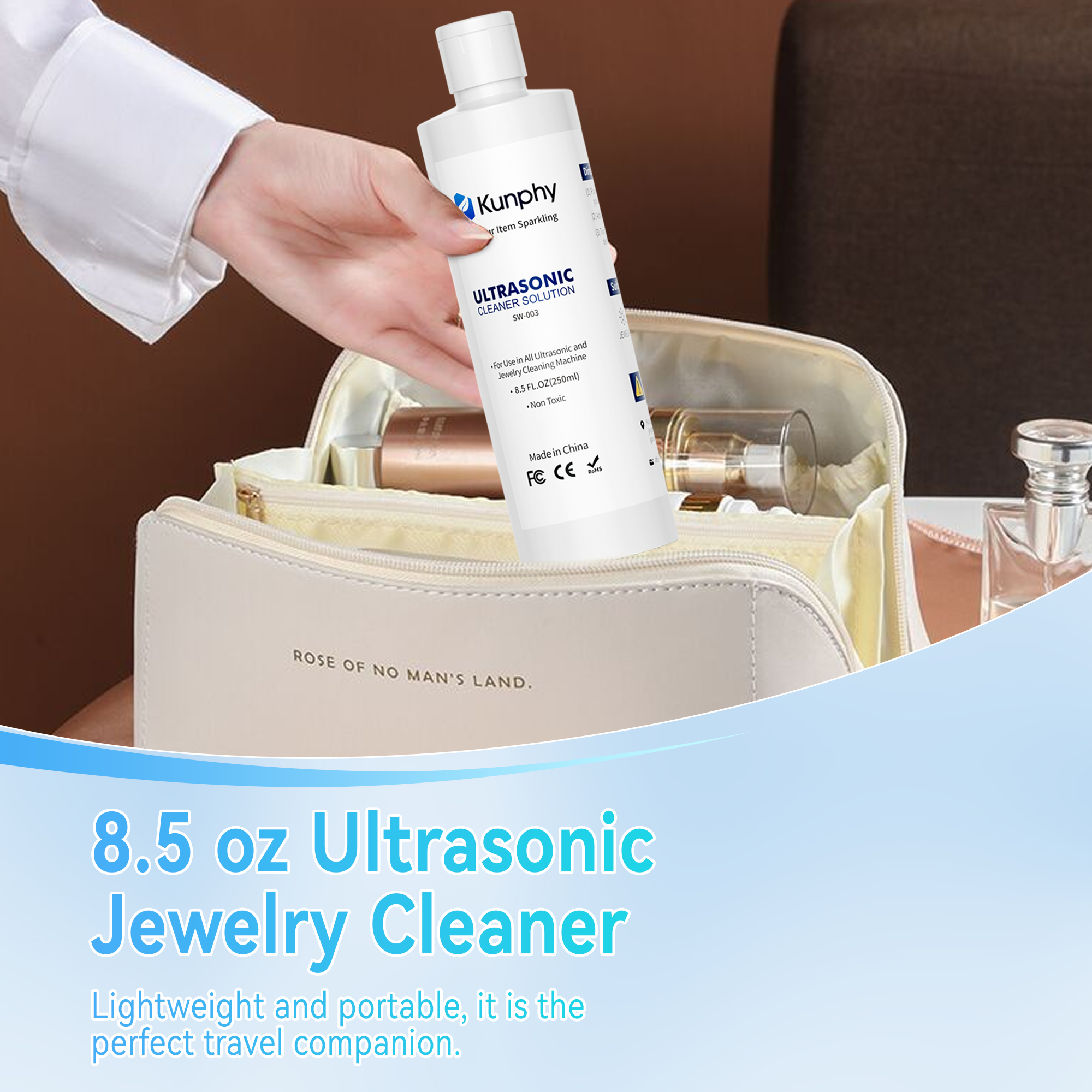 kunphy Jewelry Cleaner, Ultrasonic Cleaner Solution - Jewelry Cleaner for Gold, Silver, Platinum Diamonds and Non-Porous Precious & Semi-Precious Jewelry 4 oz(120ml)