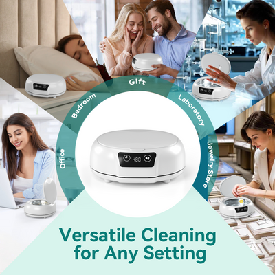 KUNPHY Ultrasonic Jewelry Cleaner, 700ml(24.5 0z) 48KHz Jewelry Cleaner Machine with 3 Digital Timers, Ultrasonic Cleaning Machine for Glasses, Rings, Diamond, Necklaces