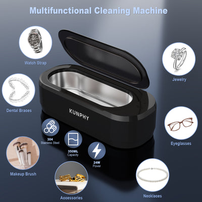 KUNPHY Ultrasonic Jewelry Cleaner, Ultrasonic Machine for All Jewelry, Small Sonic Cleaner for Rings, Glasses, Jewelry, Retainer
